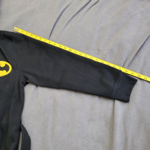 BATMAN Robe Mens Medium Black Fleece Yellow Call Sign Hood DC Comic Movie Binge - Picture 9 of 16